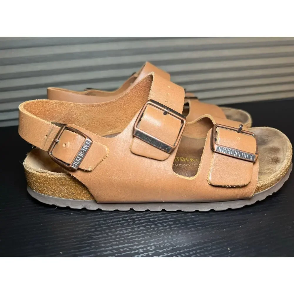 Birkenstock Milano Oiled Leather Brown Slingback Sandals EU 38 US Women 7 Men 5